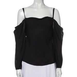 Rebecca Minkoff Black Off-the-Shoulder Silk Blouse